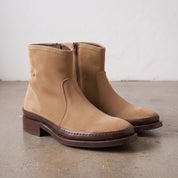 Men's Tan Plain-Toe Suede Ankle Boots — Dinham