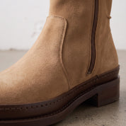 Men's Tan Plain-Toe Suede Ankle Boots — Dinham