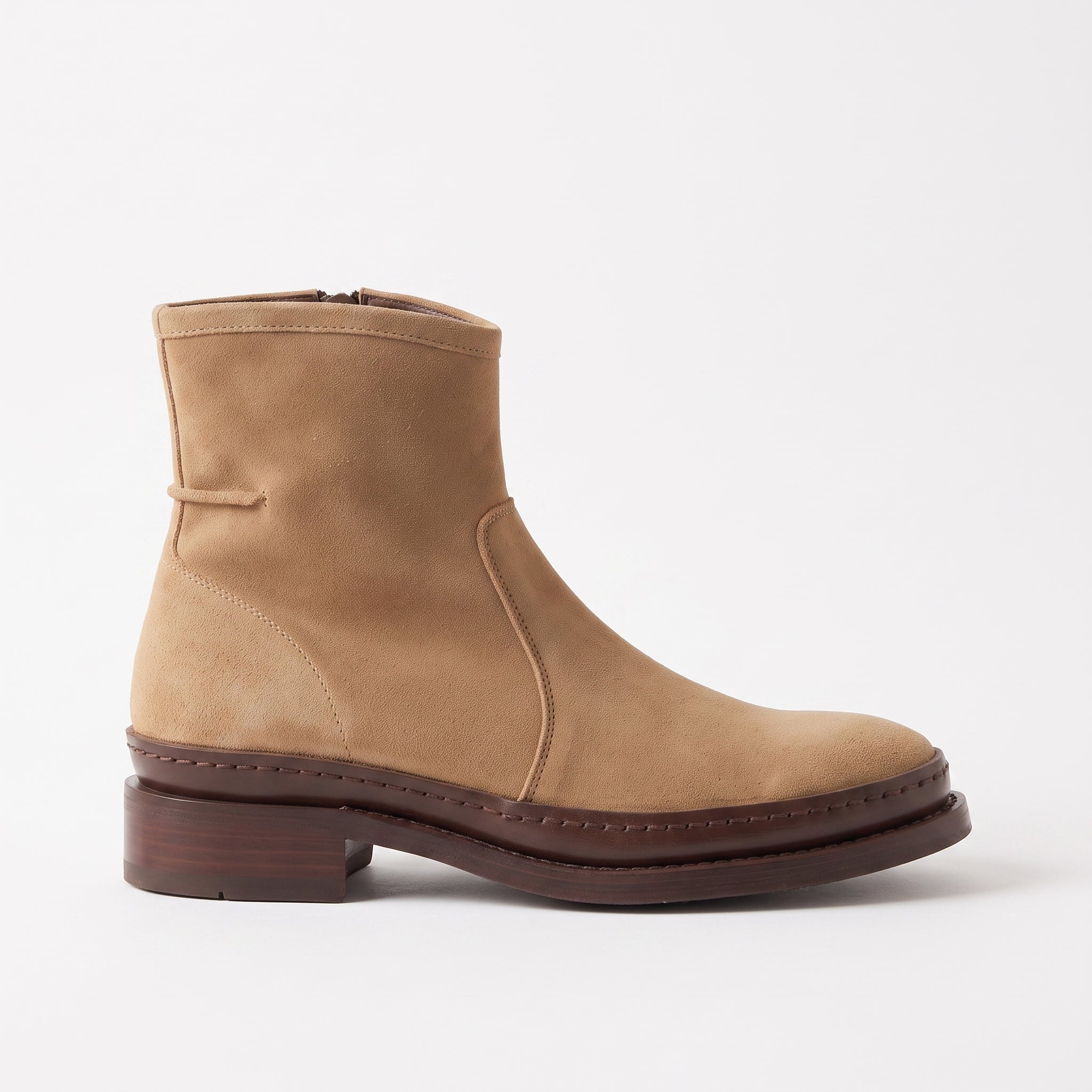 Men's Tan Plain-Toe Suede Ankle Boots — Dinham
