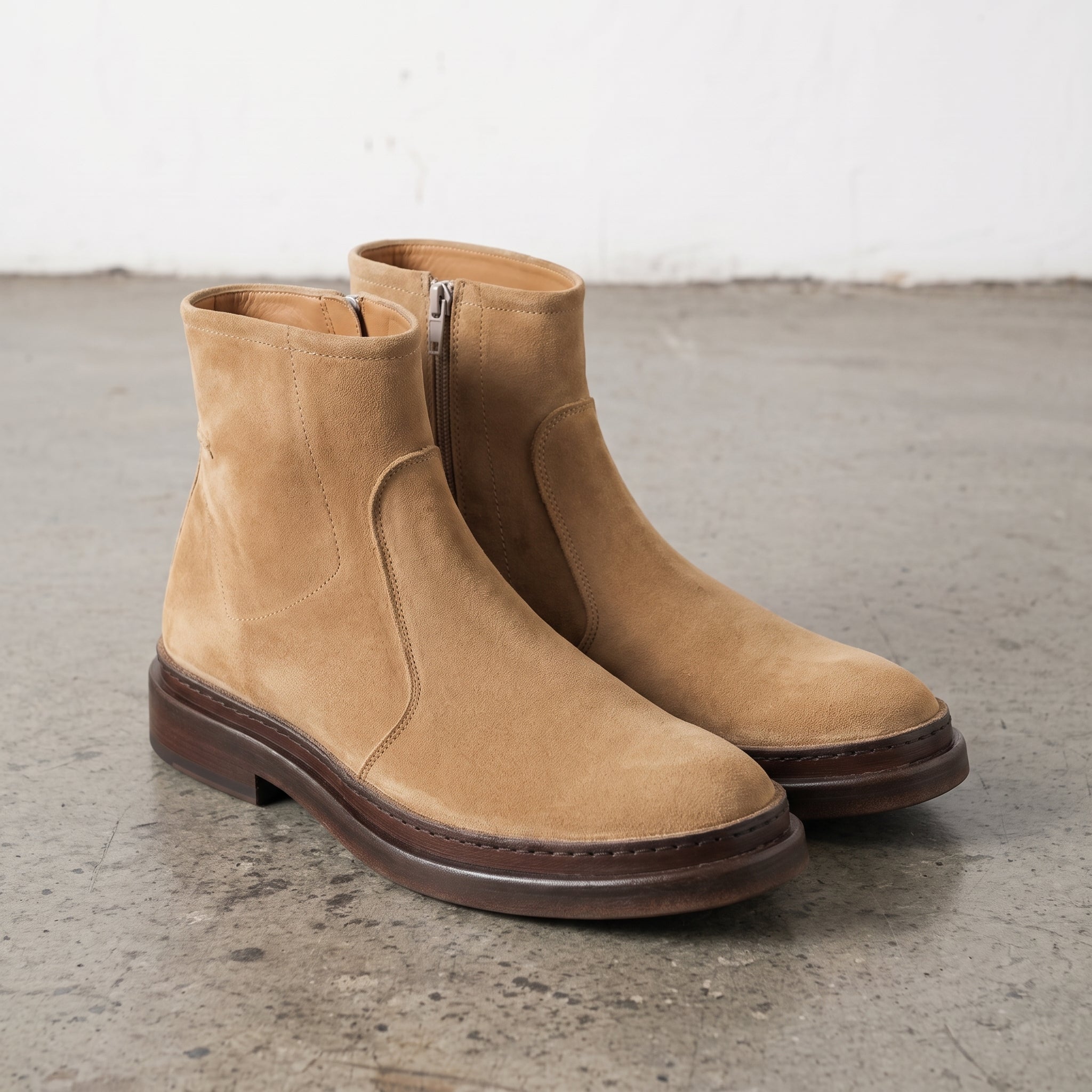 Men's Tan Plain-Toe Suede Ankle Boots — Gresham