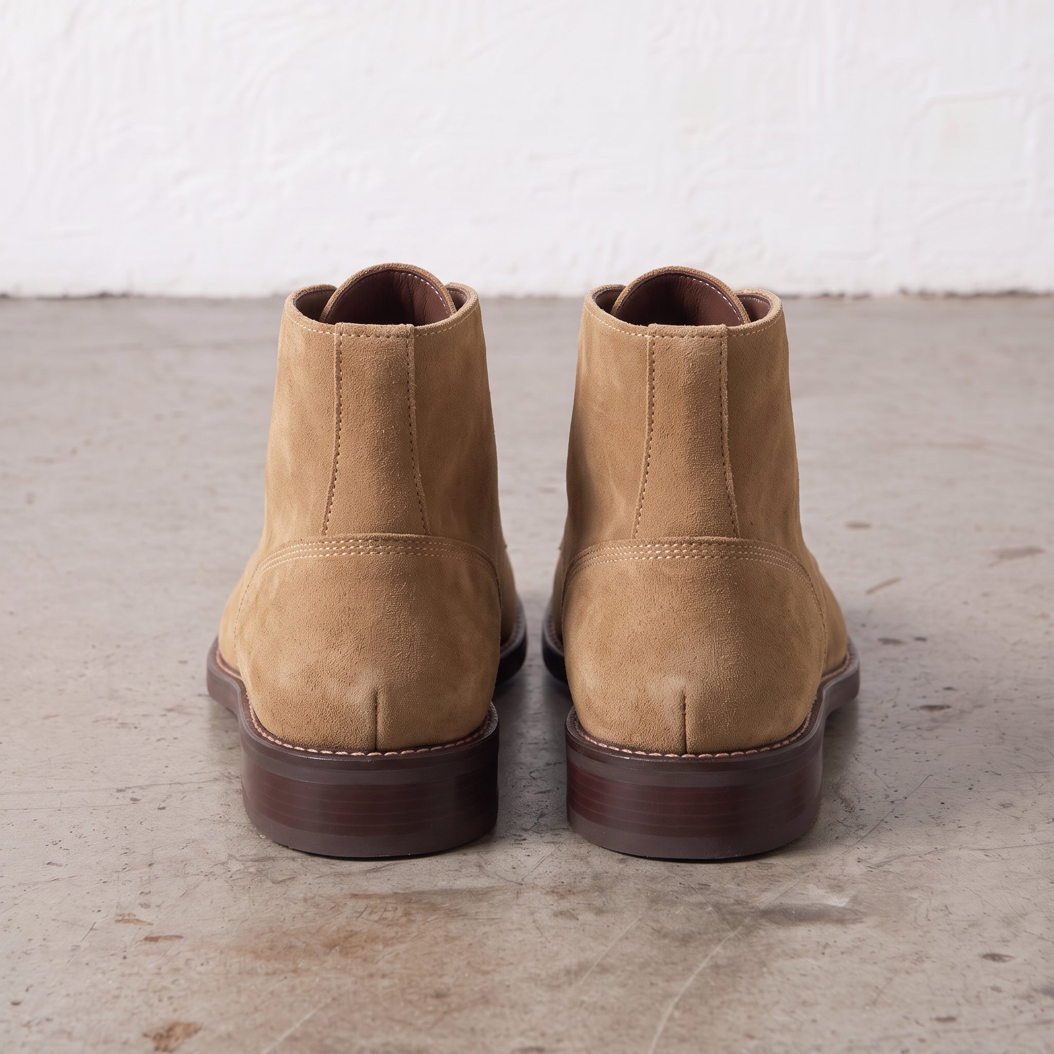 Men's Tan Plain-Toe Suede Ankle Boots — Wallingford