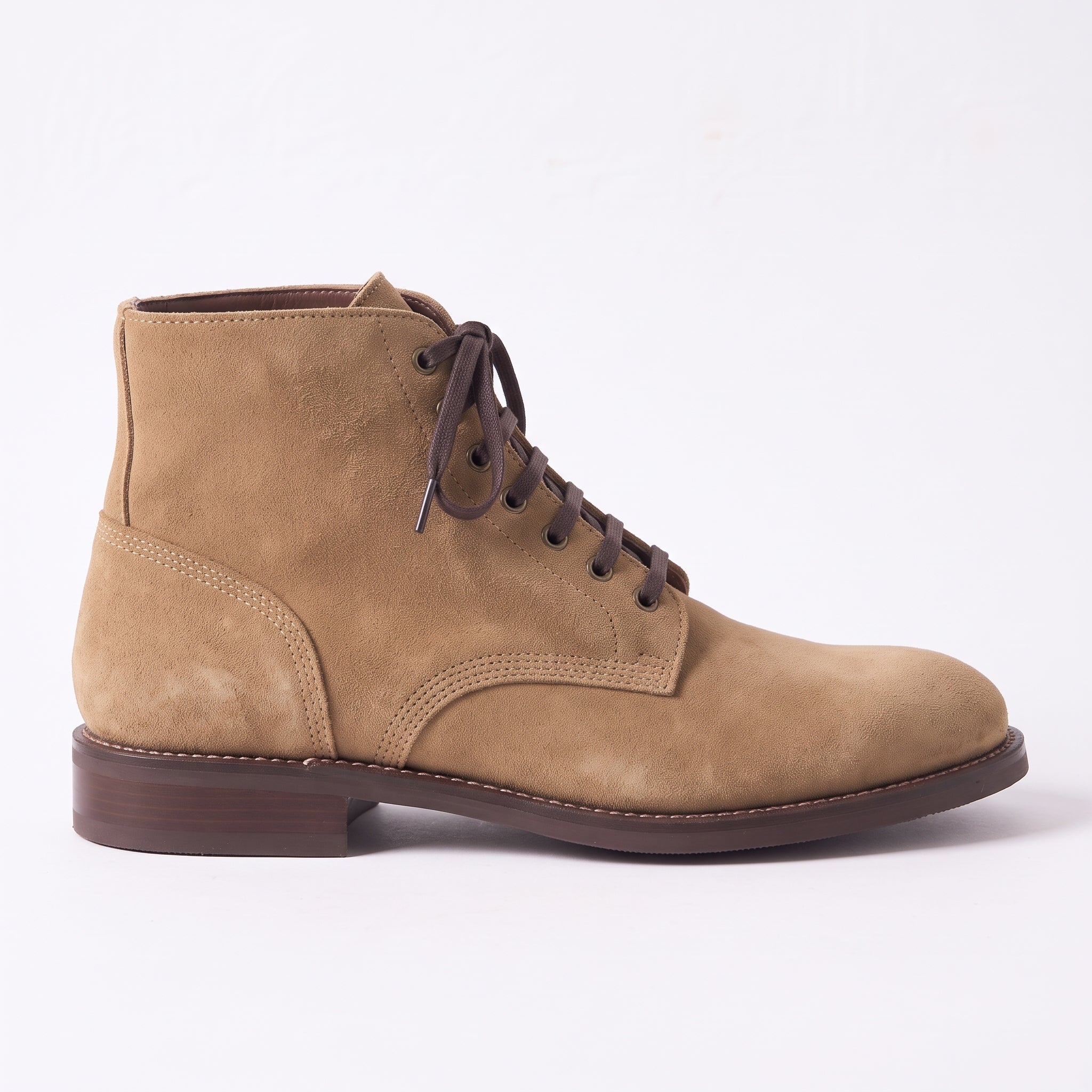 Men's Tan Plain-Toe Suede Ankle Boots — Wallingford