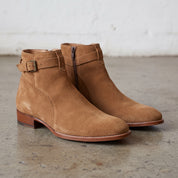 Men's Tan Plain-Toe Suede Ankle Jodhpur Boots — Worsley — Worsley