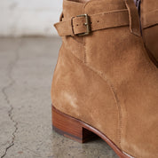 Men's Tan Plain-Toe Suede Ankle Jodhpur Boots — Worsley — Worsley