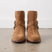 Men's Tan Plain-Toe Suede Biker Boots — Astley — Astley