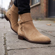 Men's Tan Plain-Toe Suede Jodhpur Boots — Fradley