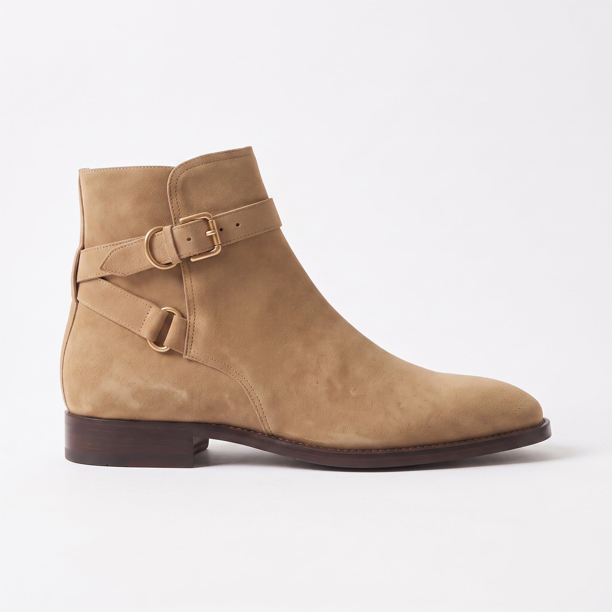 Men's Tan Plain-Toe Suede Jodhpur Boots — Fradley