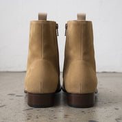 Men's Tan Plain-Toe Suede Side-Zip Ankle Boots — Fareham