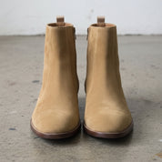 Men's Tan Plain-Toe Suede Side-Zip Ankle Boots — Fareham