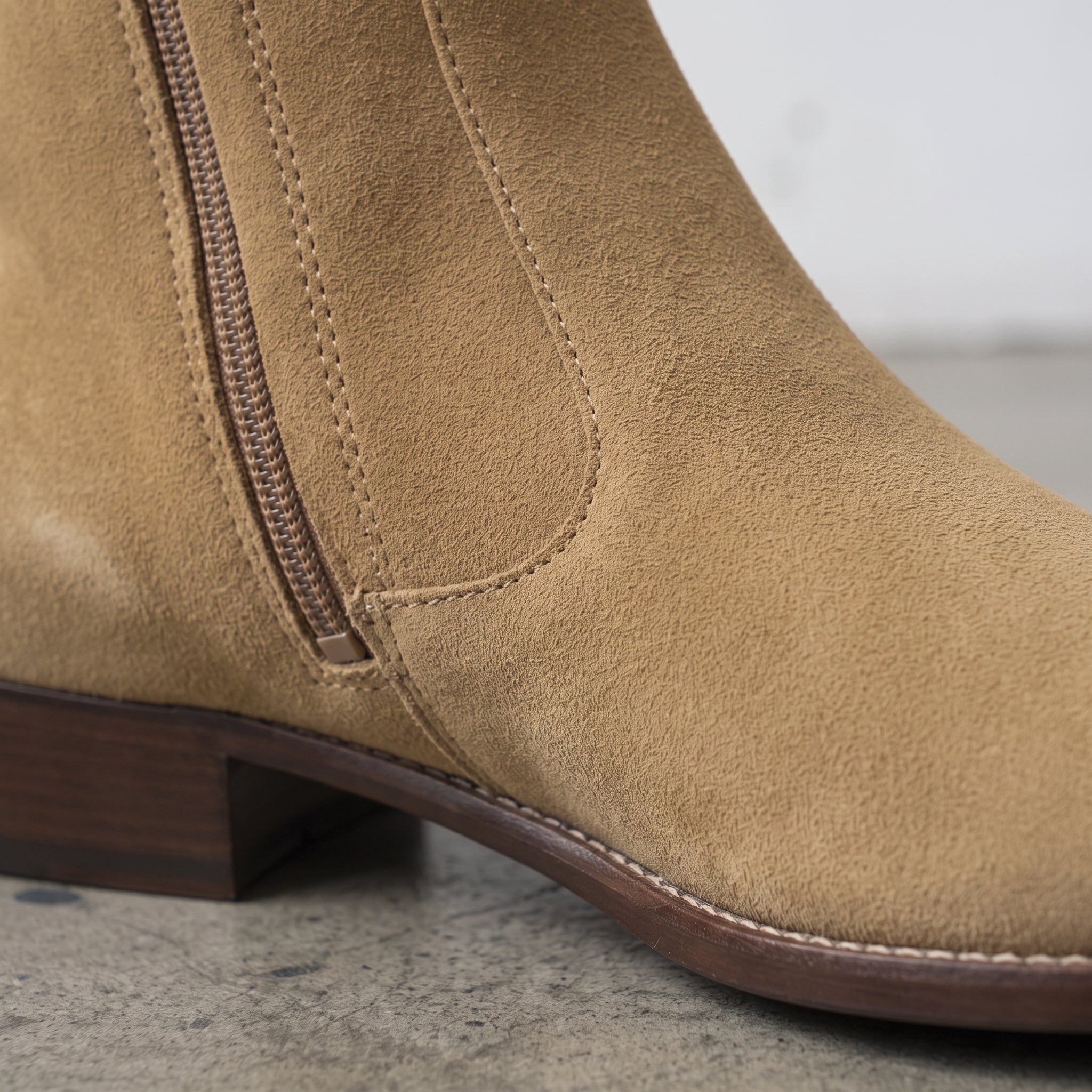 Men's Tan Plain-Toe Suede Side-Zip Ankle Boots — Fareham