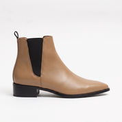 Men's Tan Pointed-Toe Leather Chelsea Boots — Grayson