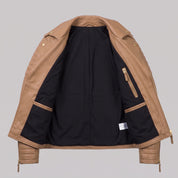 Men's Tan Quilted Leather Biker Jacket — Turberville