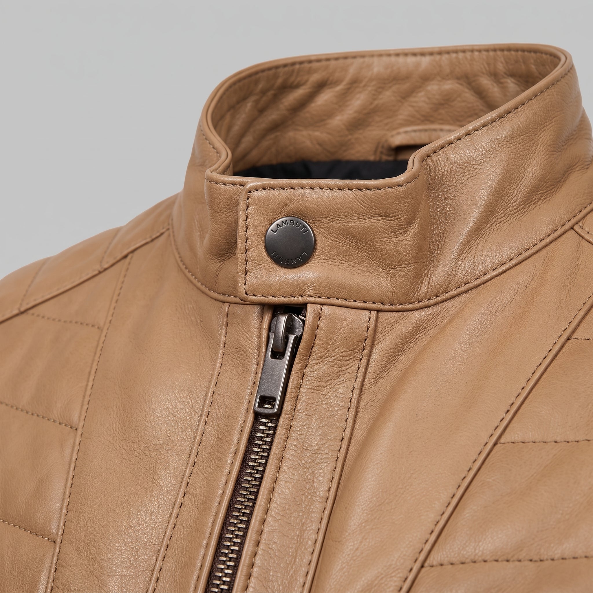 Men's Tan Quilted Leather Cafe Racer Jacket — Arlesford
