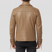 Men's Tan Quilted Leather Perfecto Biker Jacket — Culross