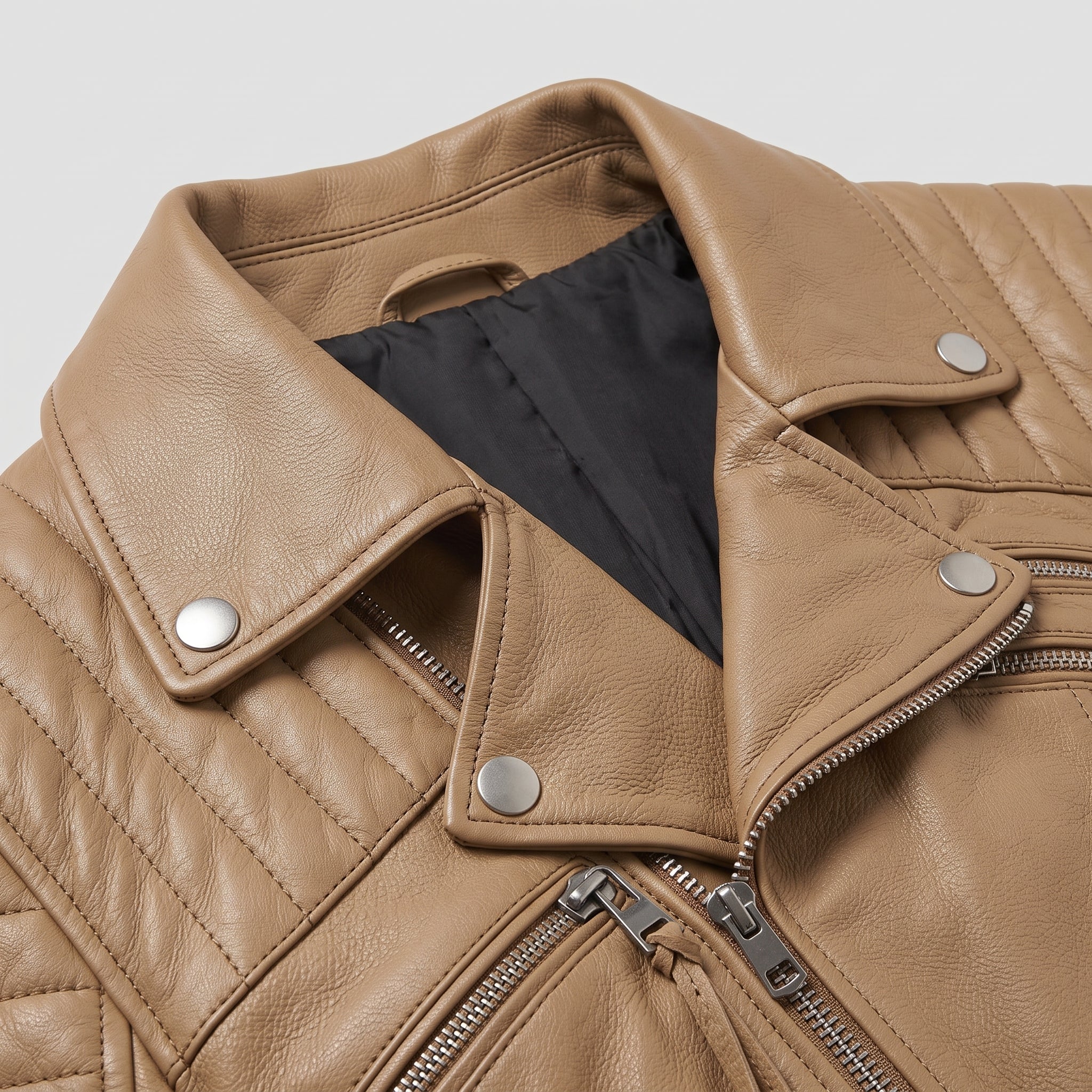 Men's Tan Quilted Leather Perfecto Biker Jacket — Culross