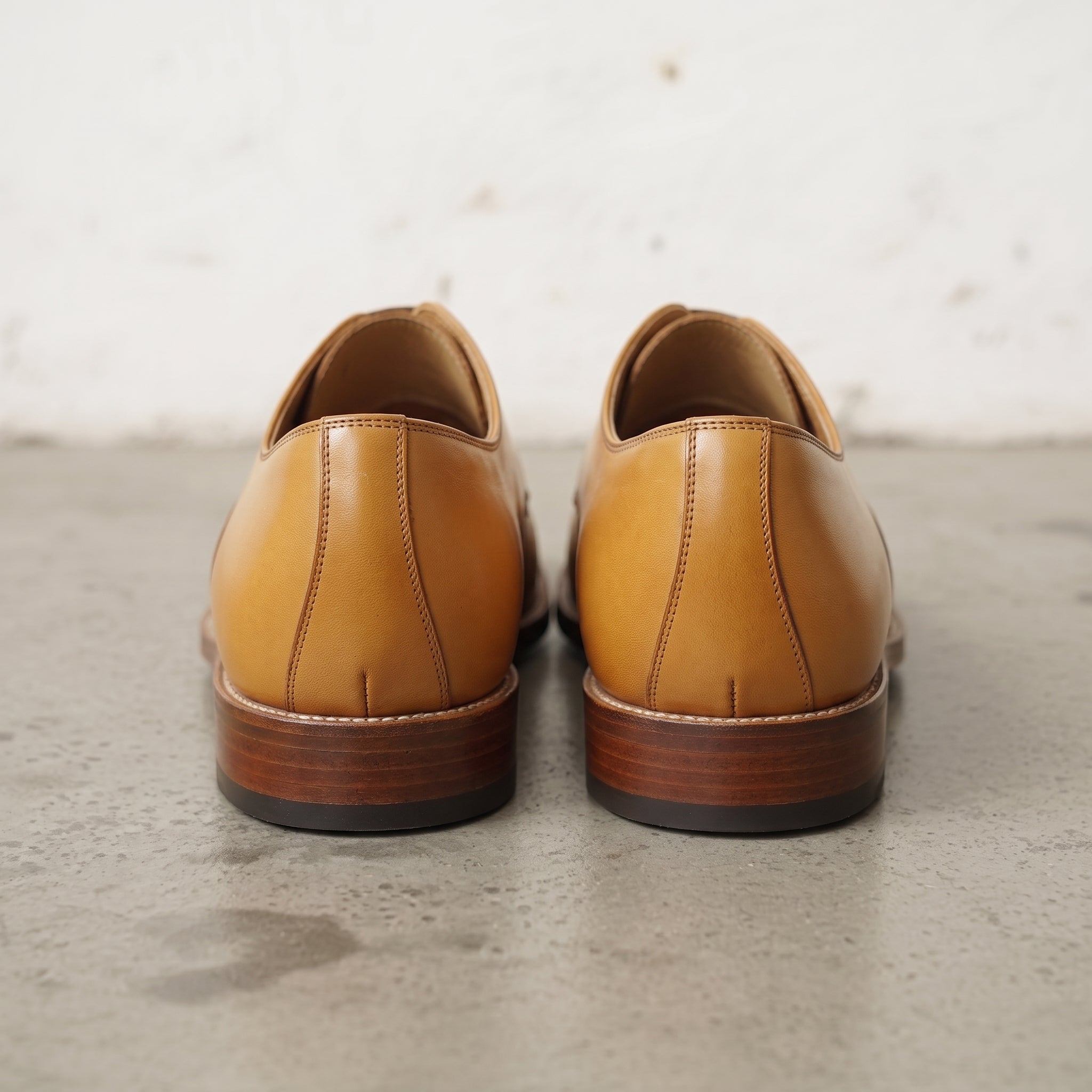 Men's Tan Semi-Brogue Cap-Toe Leather Derbys — Newgate