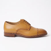 Men's Tan Semi-Brogue Cap-Toe Leather Derbys — Newgate