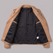 Men's Tan Studded Leather Biker Jacket — Greenshaw