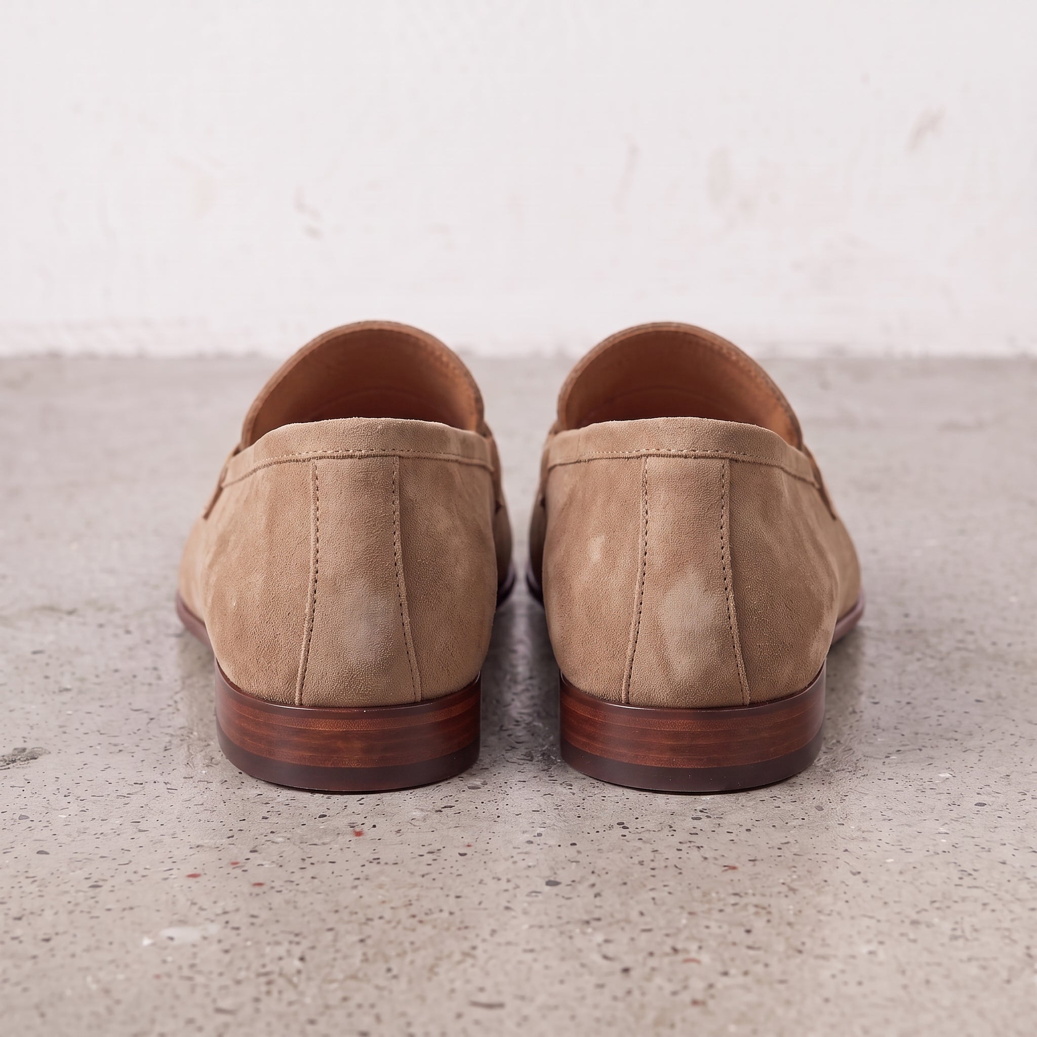 Men's Tan Suede Apron-Toe Penny Loafers — Bellingham