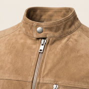 Men's Tan Suede Biker Jacket — Amesbury