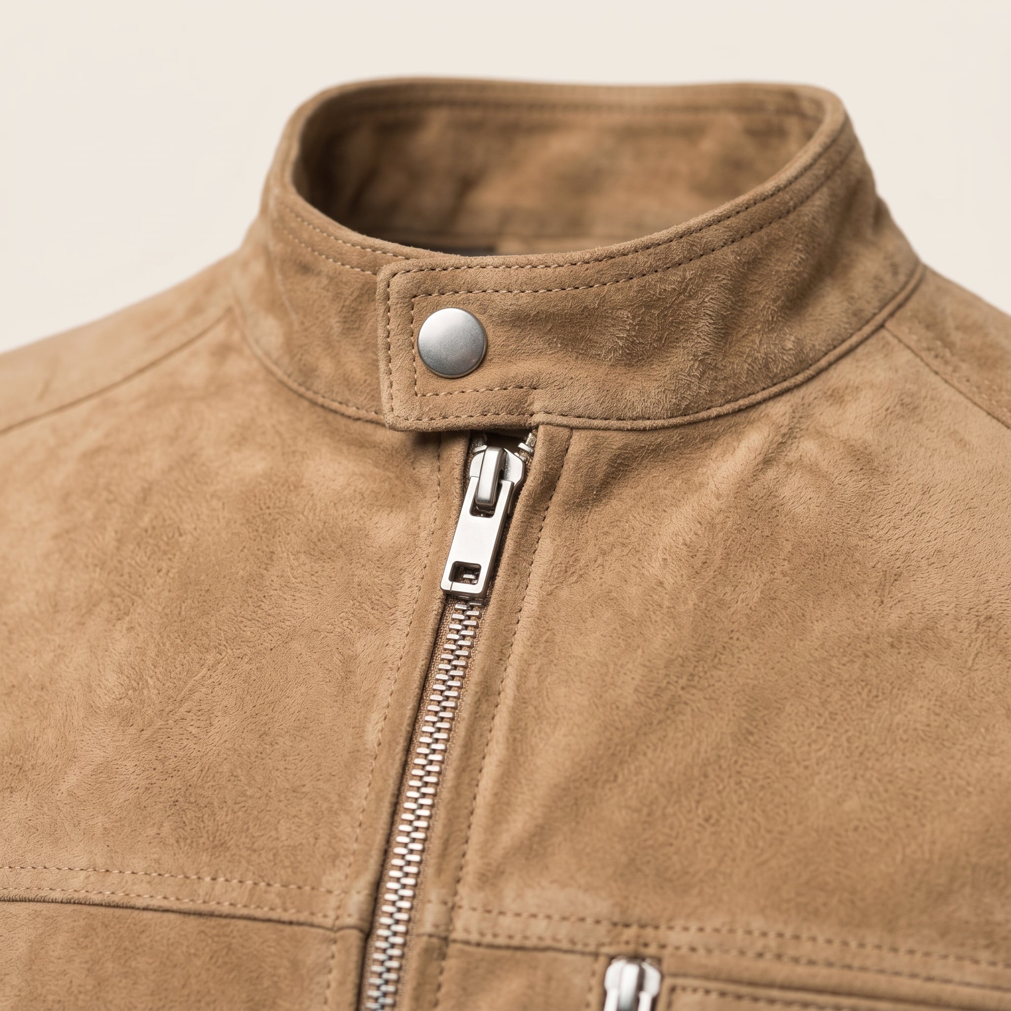 Men's Tan Suede Biker Jacket — Amesbury