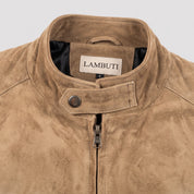 Men's Tan Suede Bomber Jacket — Bainton