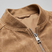 Men's Tan Suede Bomber Jacket — Collier