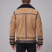 Men's Tan Suede Bomber Jacket — Lupton