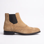 Men's Tan Wingtip Suede Chelsea Boots — Biddestone