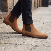 Men's Tan Suede Chelsea Boots — Hebden