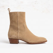 Men's Tan Pointed-Toe Suede Western Boots — Ackland
