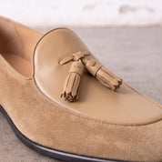 Men's Tan Suede Leather Tassel Loafers — Burton