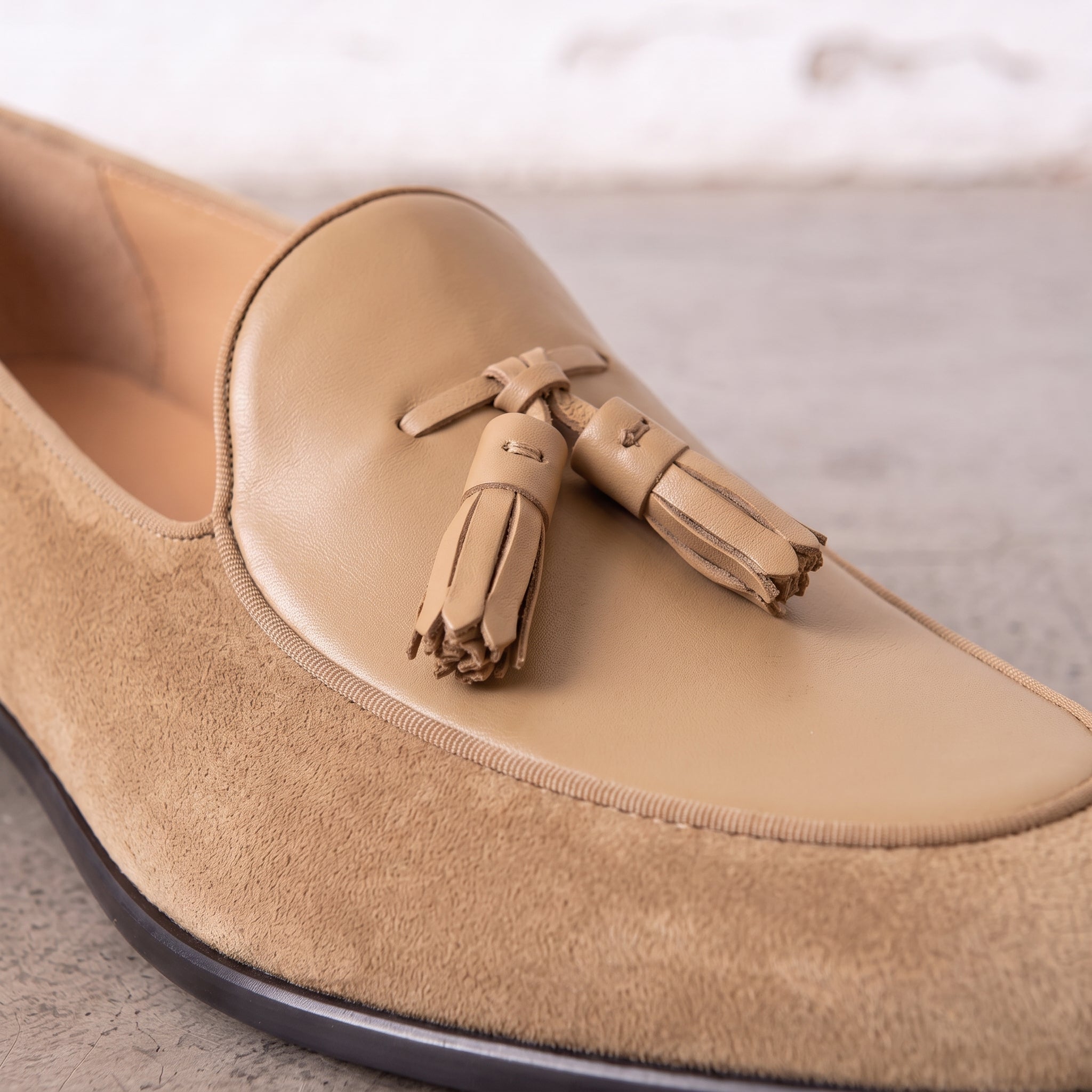 Men's Tan Suede Leather Tassel Loafers — Burton