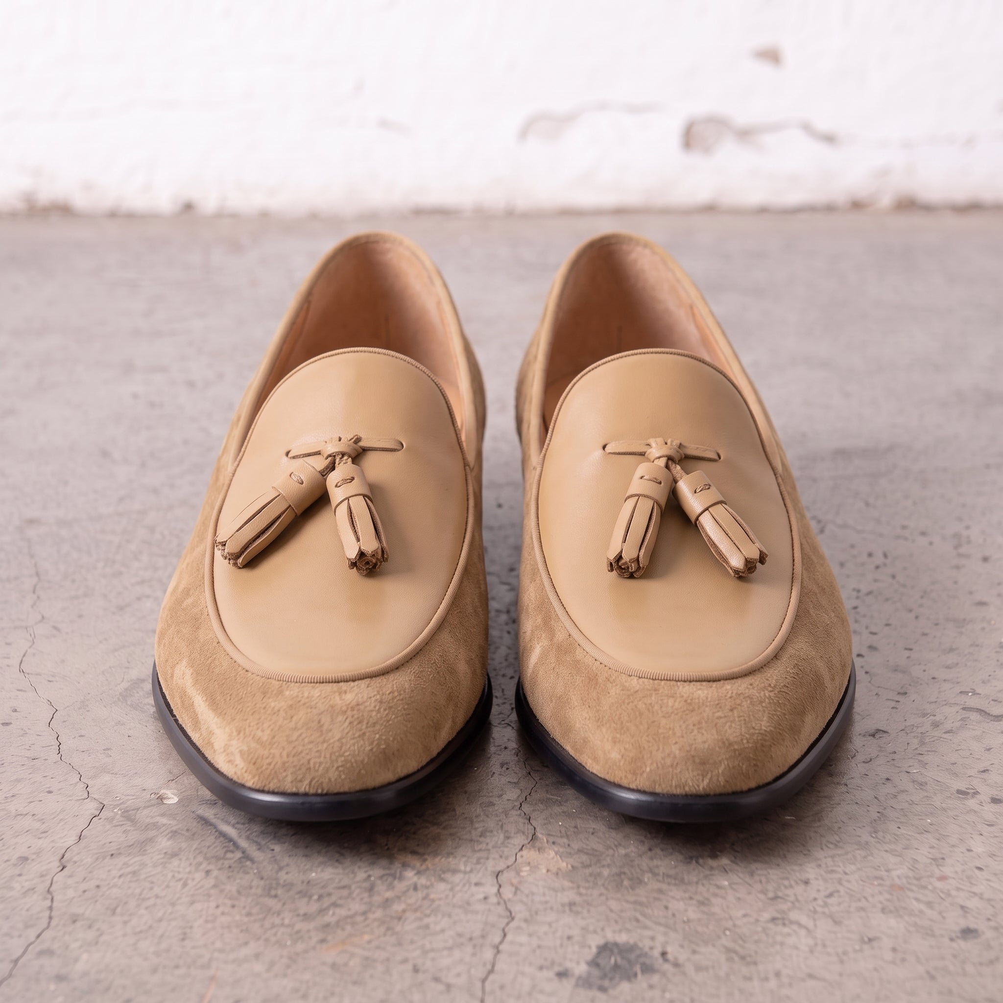 Men's Tan Suede Leather Tassel Loafers — Burton