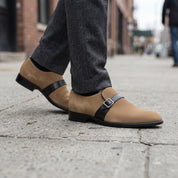 Men's Tan Suede Monk Strap Shoes — Fairfield — Fairfield — Fairfield