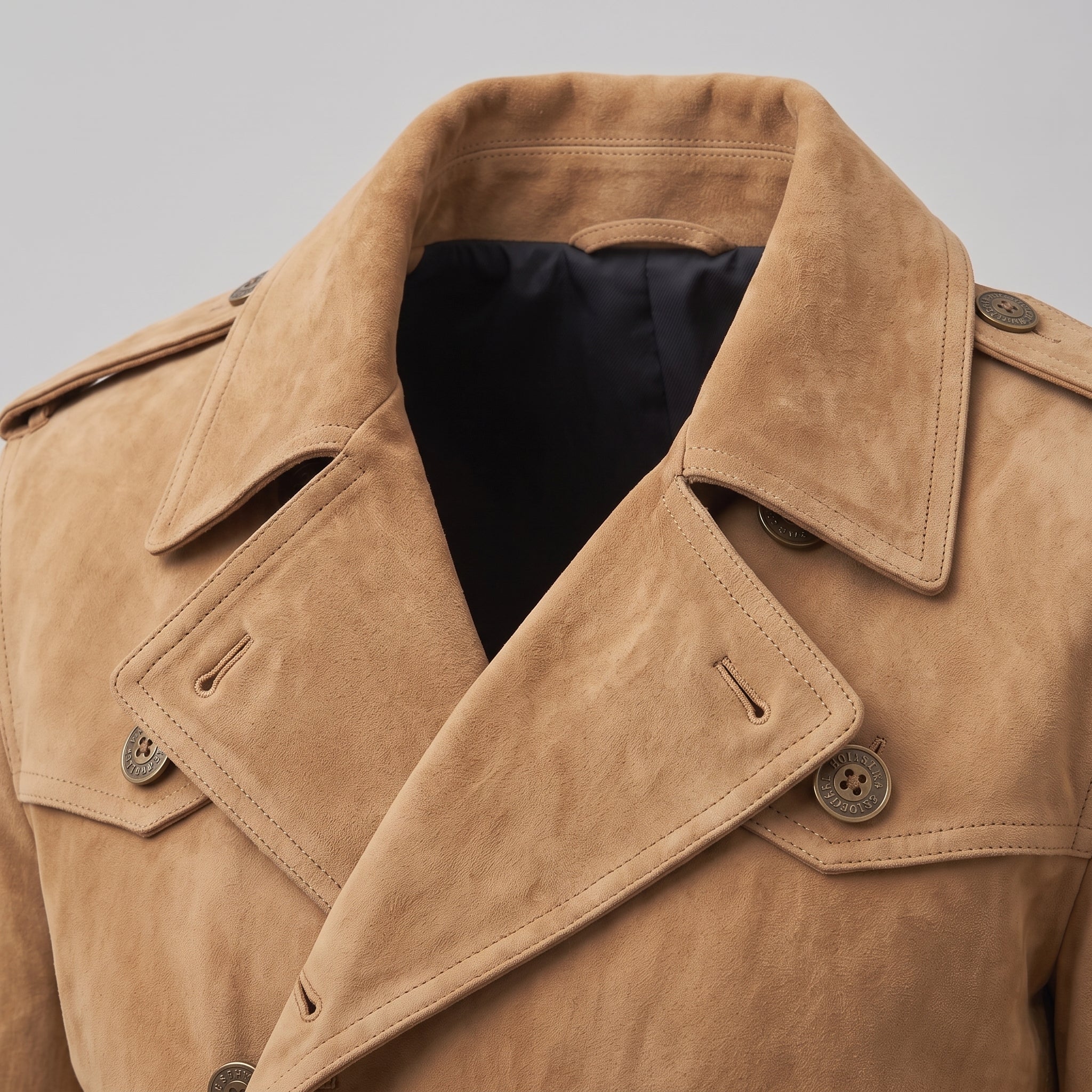 Men's Tan Suede Peacoat — Holford