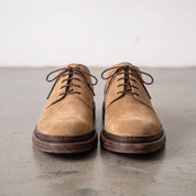 Men's Tan Suede Plain-Toe Derby Shoes — Groves