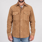 Men's Tan Suede Shirt Jacket — Dalyell