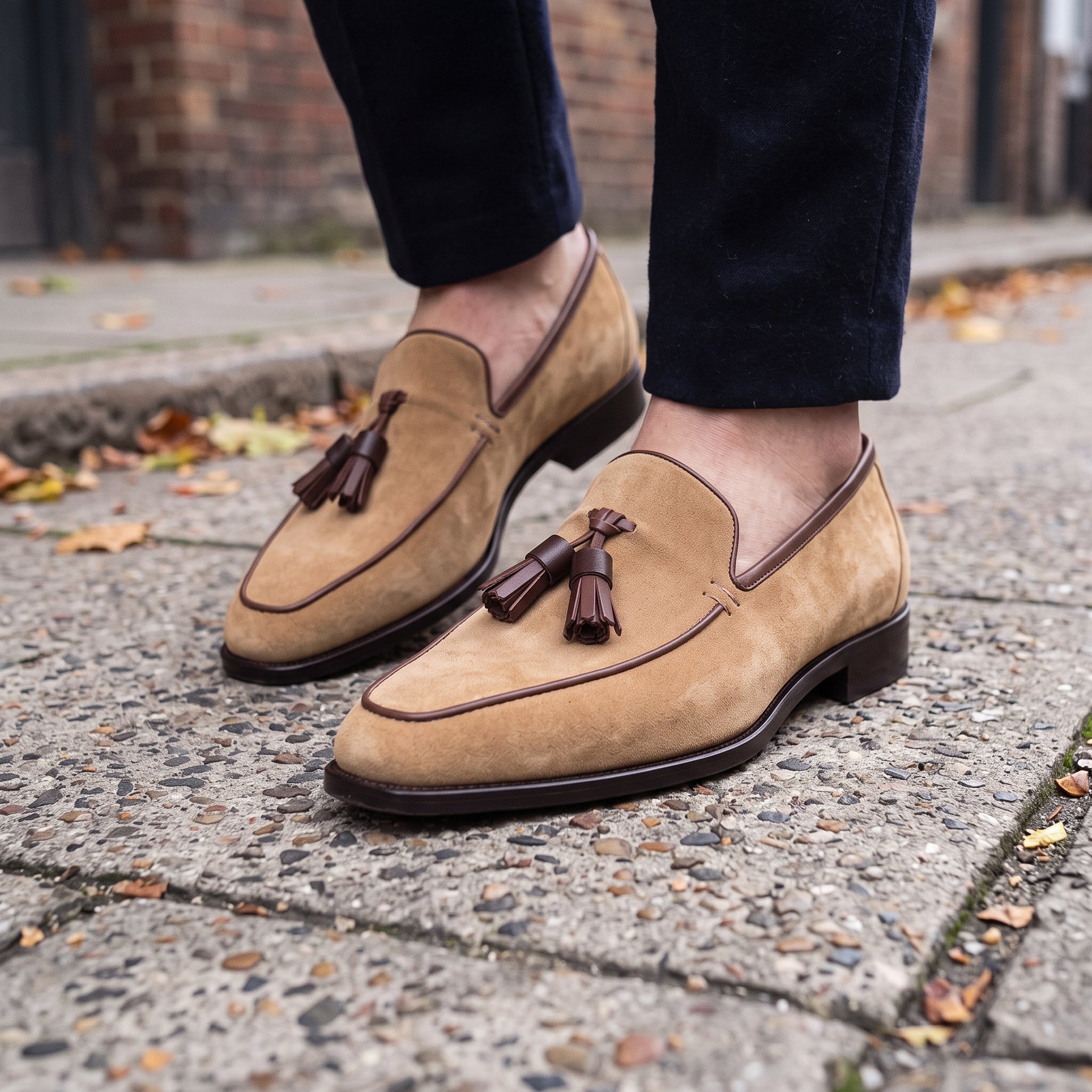Men's Tan Suede Tassel Loafers — Bilsdale — Bilsdale