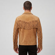 Men's Tan Suede Western Jacket with Fringes — Newbold