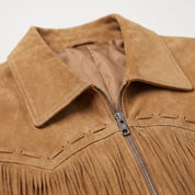 Men's Tan Suede Western Jacket with Fringes — Newbold