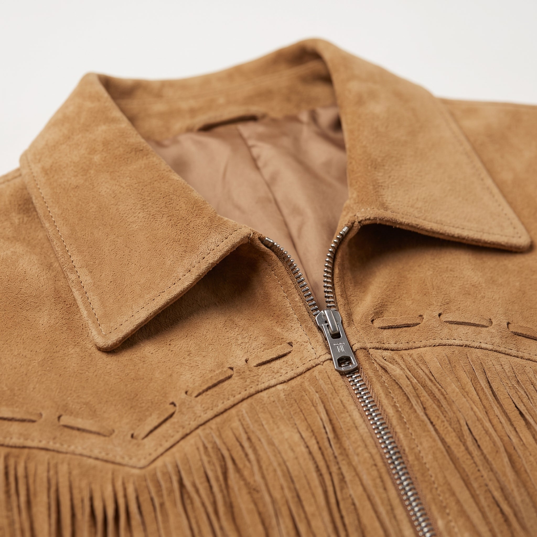 Men's Tan Suede Western Jacket with Fringes — Newbold