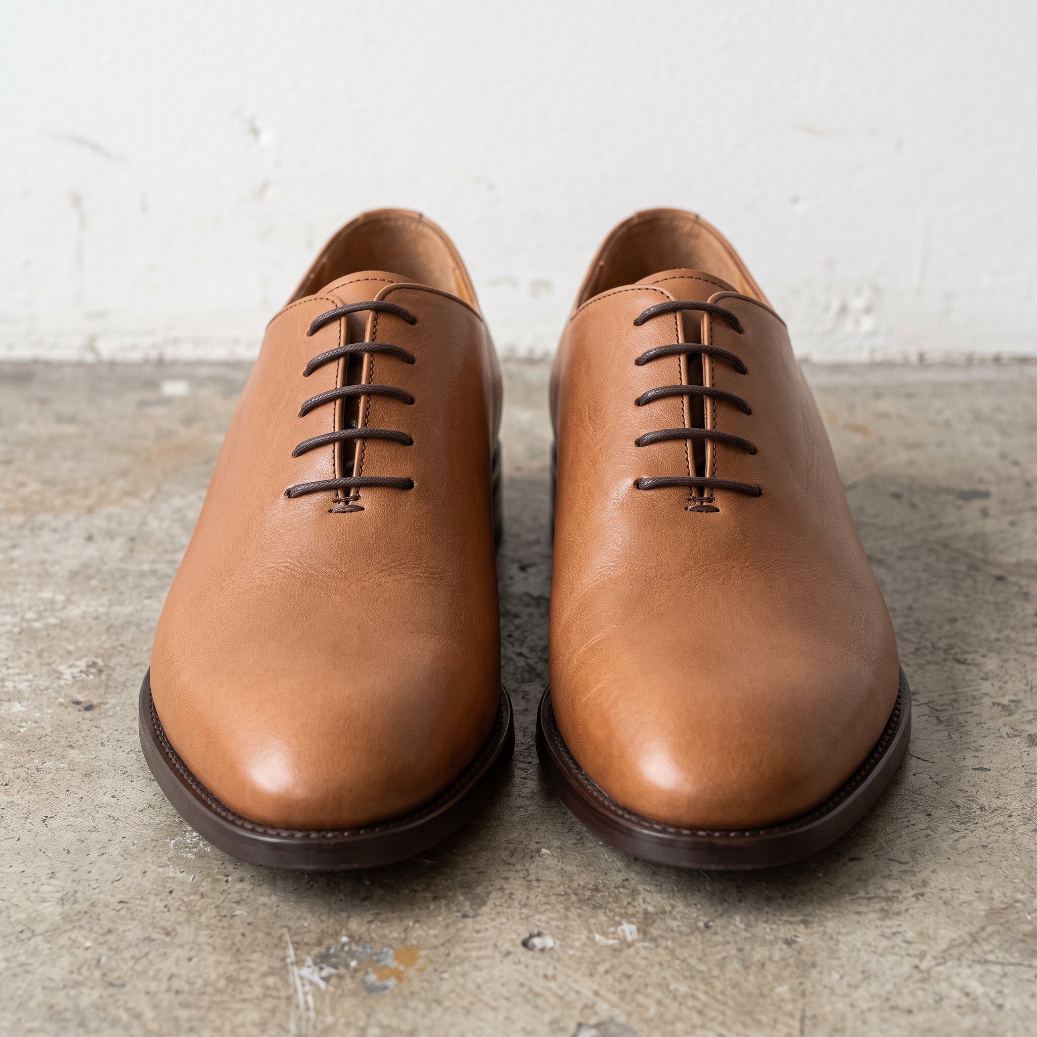 Men's Tan Wholecut Leather Oxfords — Perceval