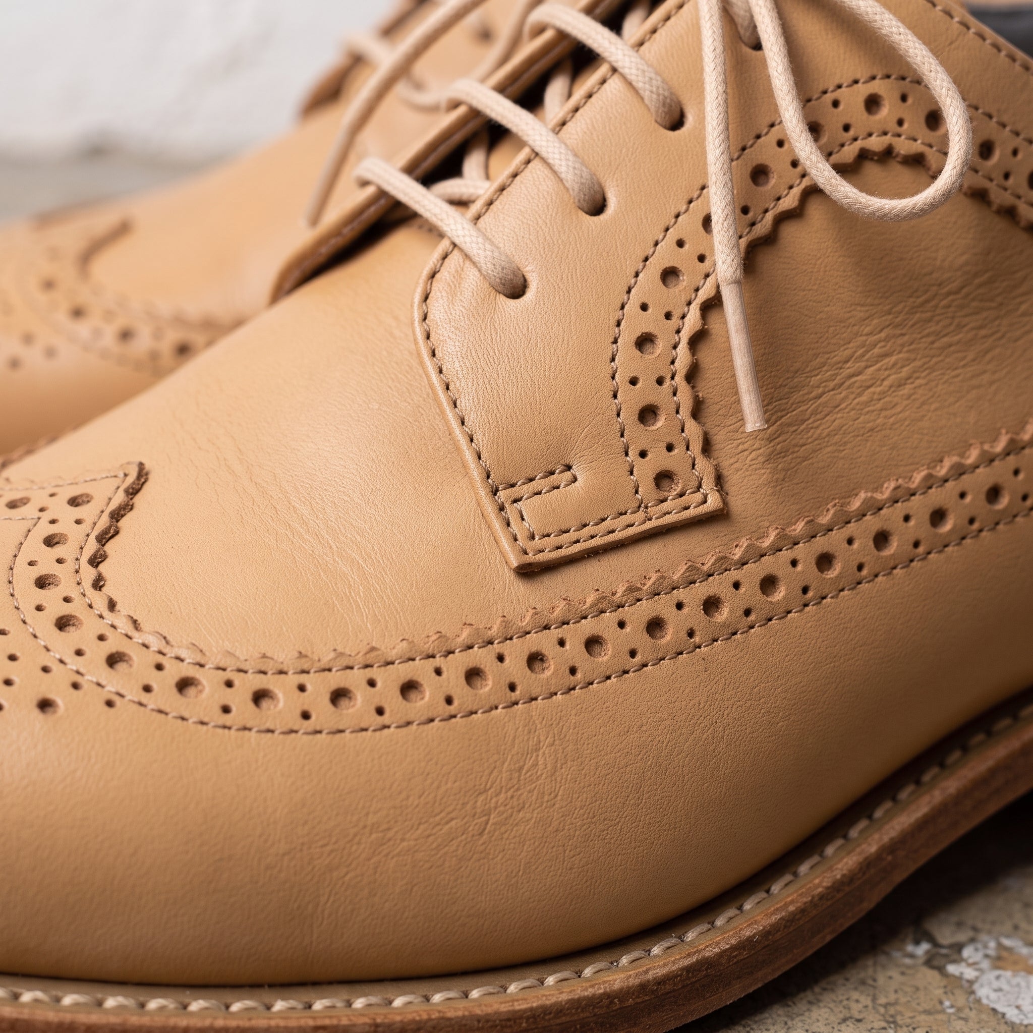 Men's Tan Wingtip Brogue Leather Derbys — Walton — Walton
