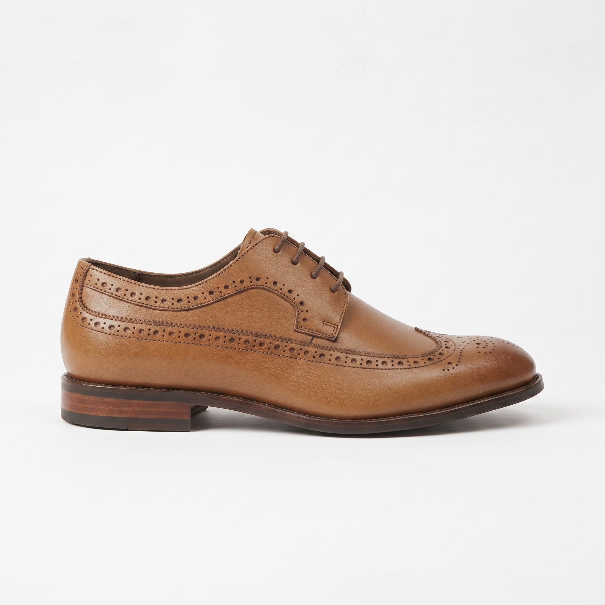 Men's Tan Wingtip Leather Brogue Derby — Bathwick — Bathwick