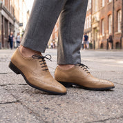 Men's Tan Wingtip Leather Brogues — Cranmore