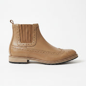 Men's Tan Wingtip Suede Leather Chelsea Boots — Colman