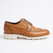 Men's Tan Wingtip Leather Derby Brogues — Bingham