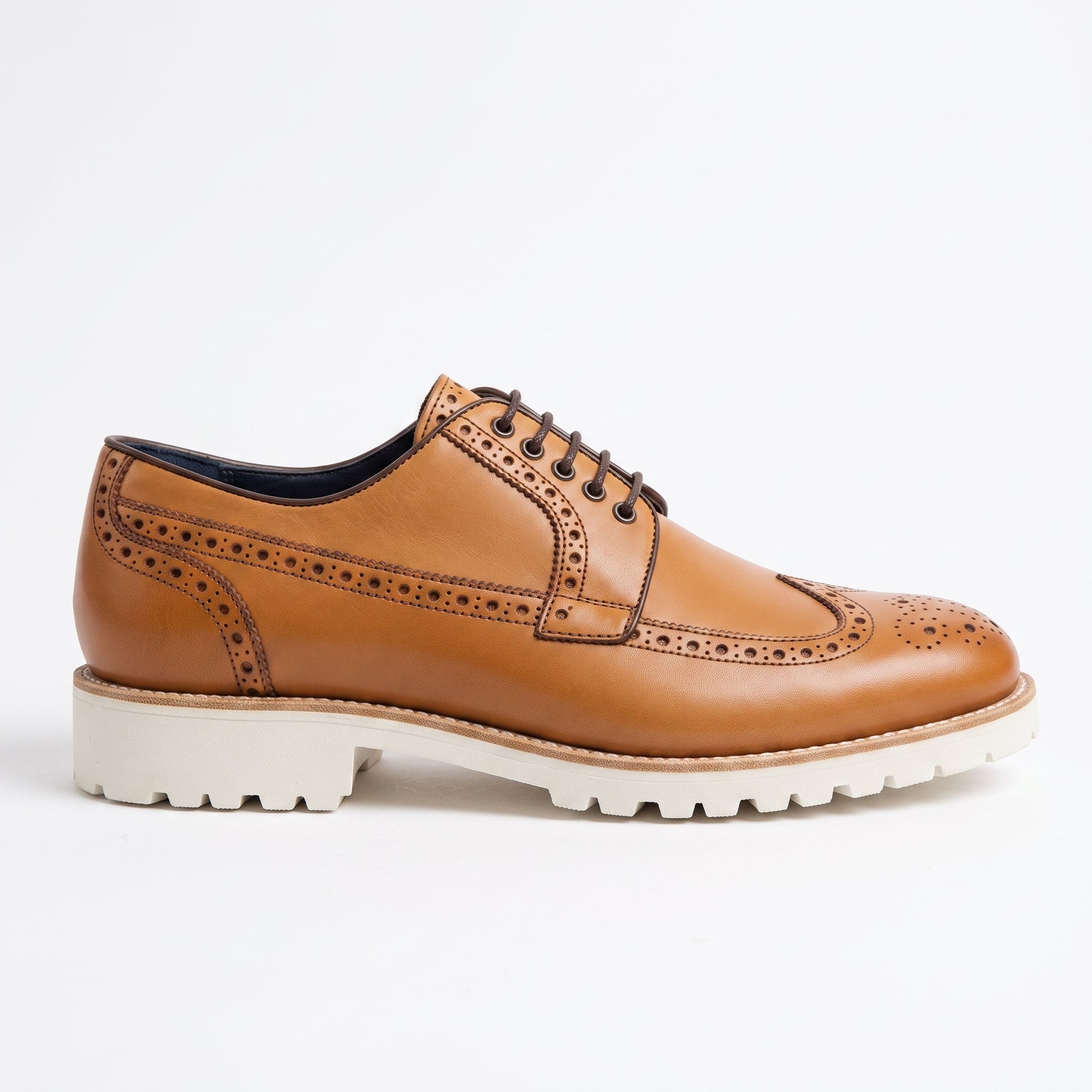 Men's Tan Wingtip Leather Derby Brogues — Bingham