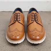 Men's Tan Wingtip Leather Derby Brogues — Bingham
